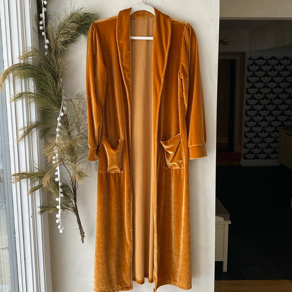 COPY - Velvet gold kimono duster with pockets